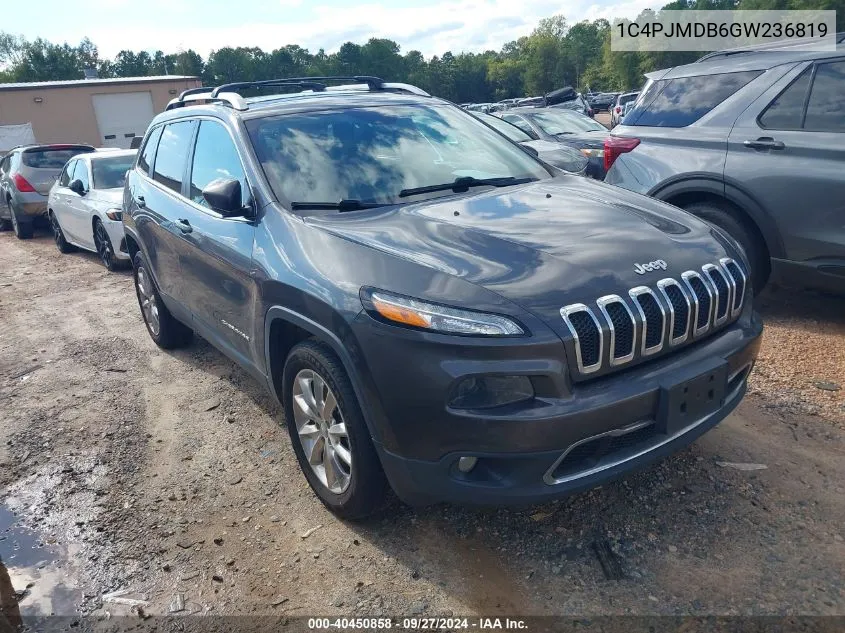 2016 Jeep Cherokee Limited VIN: 1C4PJMDB6GW236819 Lot: 40450858