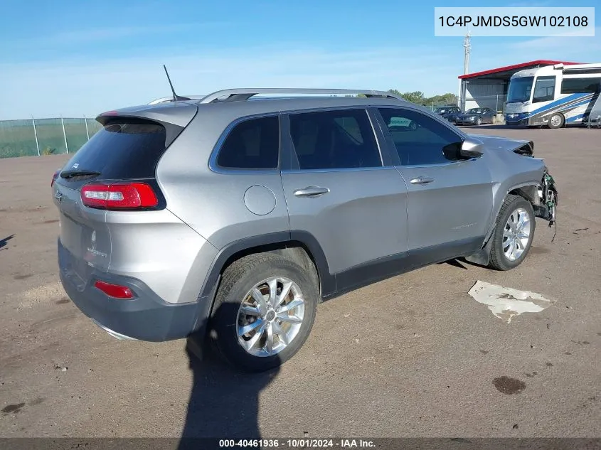 2016 Jeep Cherokee Limited VIN: 1C4PJMDS5GW102108 Lot: 40461936