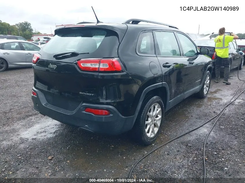 1C4PJLAB2GW140989 2016 Jeep Cherokee Sport