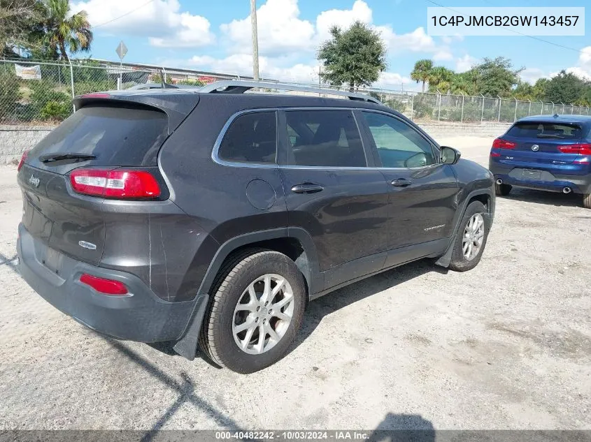 2016 Jeep Cherokee Latitude VIN: 1C4PJMCB2GW143457 Lot: 40482242