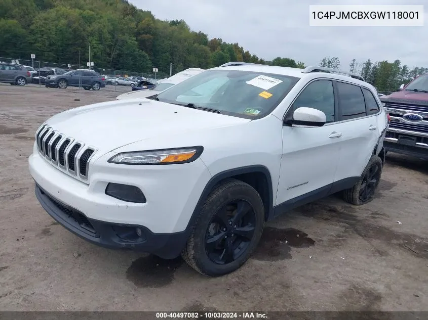 2016 Jeep Cherokee Latitude VIN: 1C4PJMCBXGW118001 Lot: 40497082