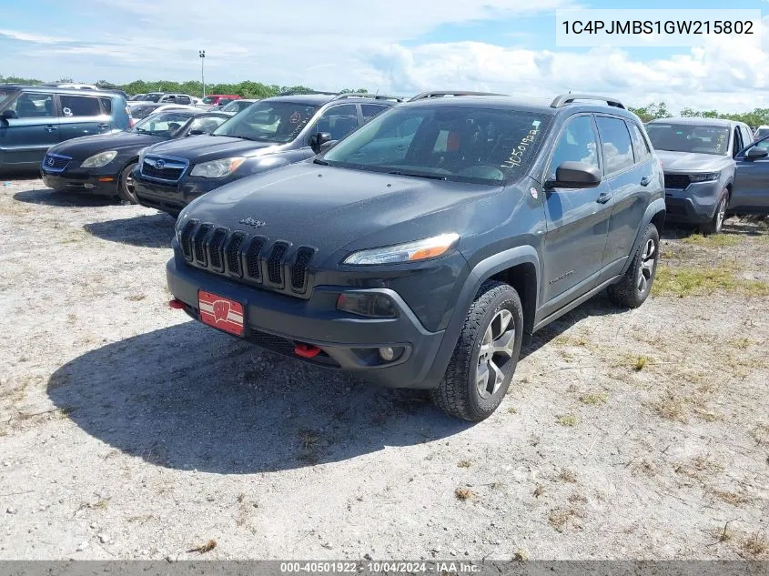 2016 Jeep Cherokee Trailhawk VIN: 1C4PJMBS1GW215802 Lot: 40501922