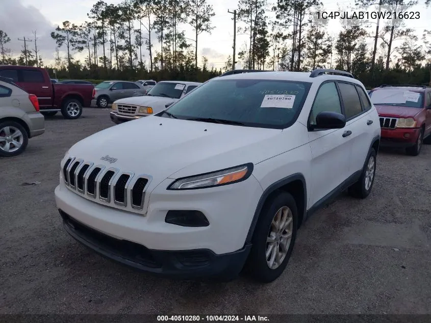 2016 Jeep Cherokee Sport VIN: 1C4PJLAB1GW216623 Lot: 40510280