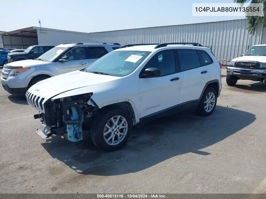 2016 Jeep Cherokee Sport VIN: 1C4PJLAB8GW135554 Lot: 40513116