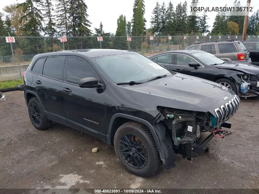 2016 Jeep Cherokee Sport VIN: 1C4PJLAB5GW136712 Lot: 40523891