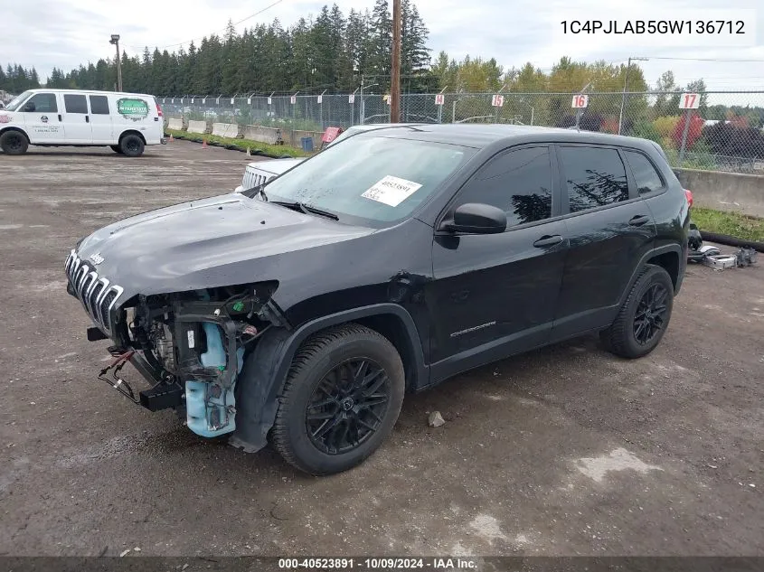 2016 Jeep Cherokee Sport VIN: 1C4PJLAB5GW136712 Lot: 40523891