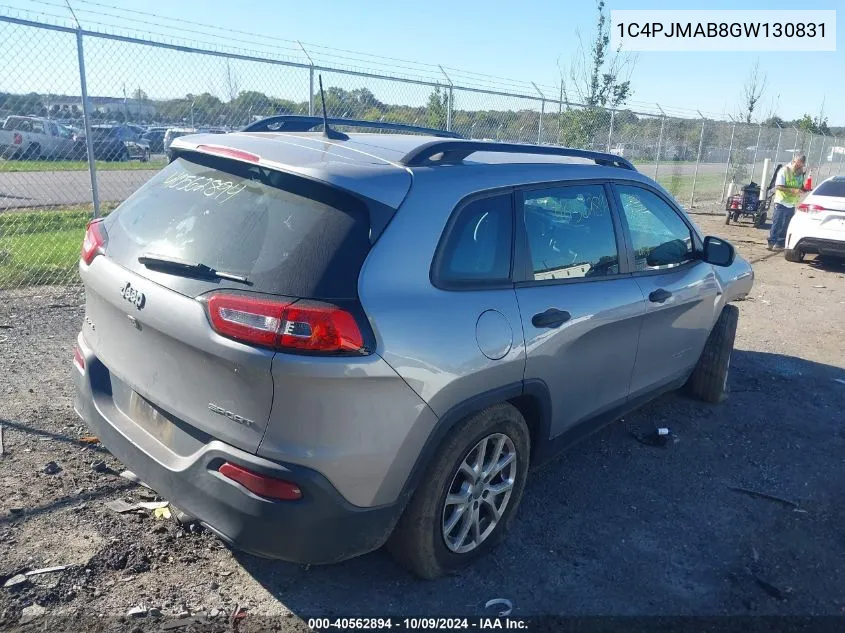 2016 Jeep Cherokee Sport VIN: 1C4PJMAB8GW130831 Lot: 40562894