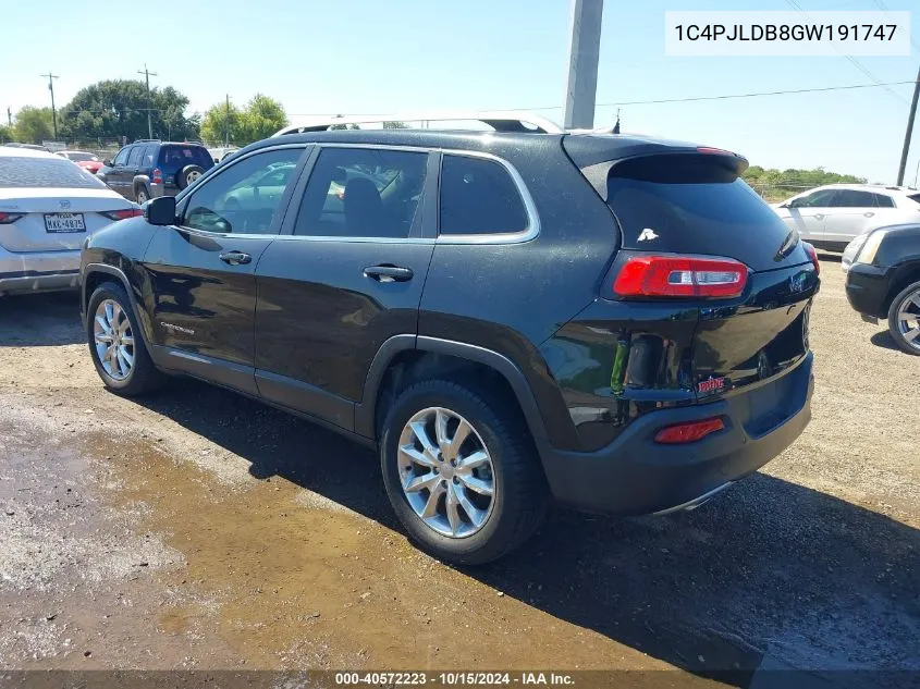 2016 Jeep Cherokee Limited VIN: 1C4PJLDB8GW191747 Lot: 40572223