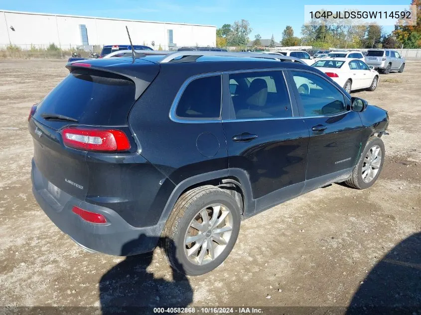 2016 Jeep Cherokee Limited VIN: 1C4PJLDS5GW114592 Lot: 40582868