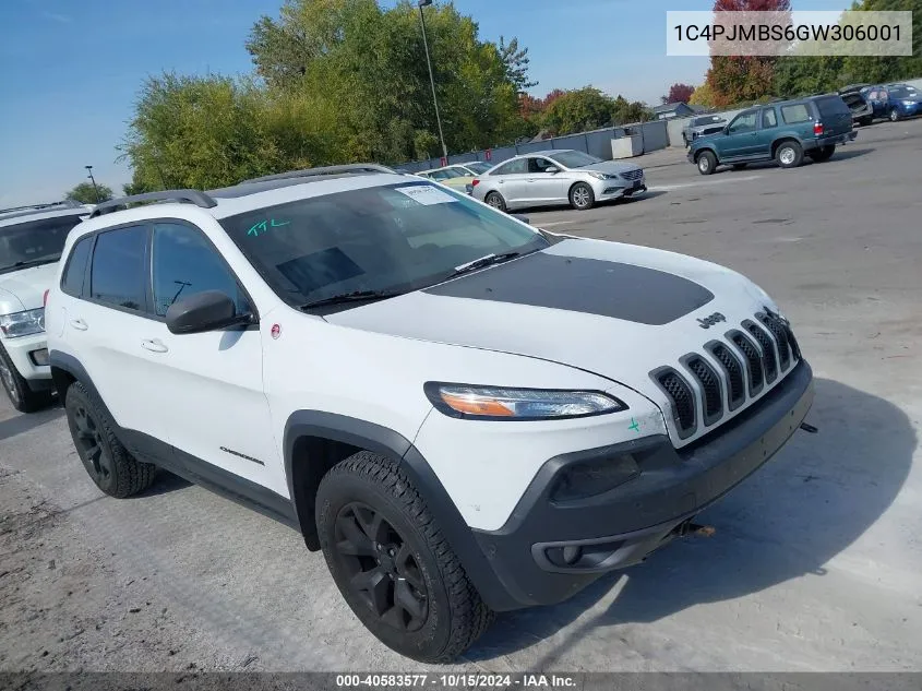 2016 Jeep Cherokee Trailhawk VIN: 1C4PJMBS6GW306001 Lot: 40583577