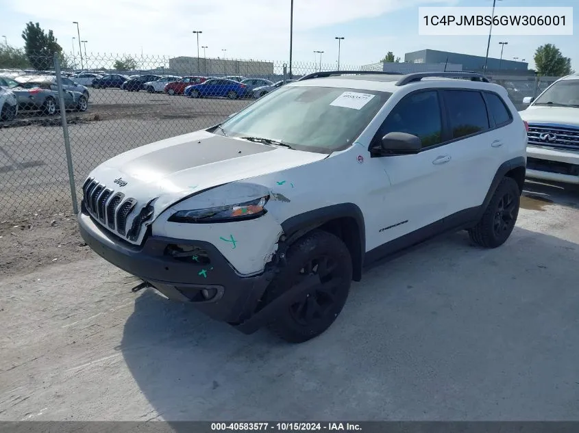 2016 Jeep Cherokee Trailhawk VIN: 1C4PJMBS6GW306001 Lot: 40583577