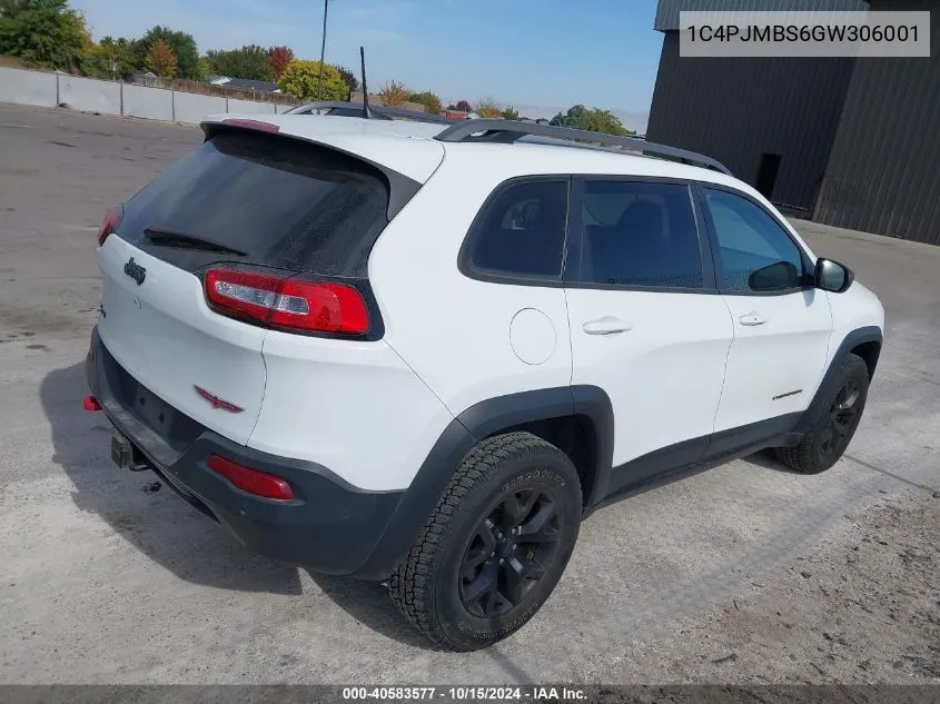 2016 Jeep Cherokee Trailhawk VIN: 1C4PJMBS6GW306001 Lot: 40583577