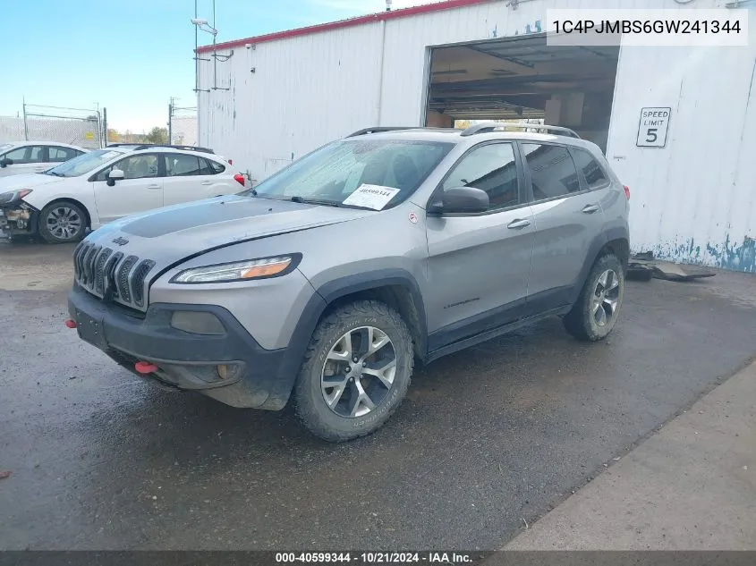 2016 Jeep Cherokee Trailhawk VIN: 1C4PJMBS6GW241344 Lot: 40599344