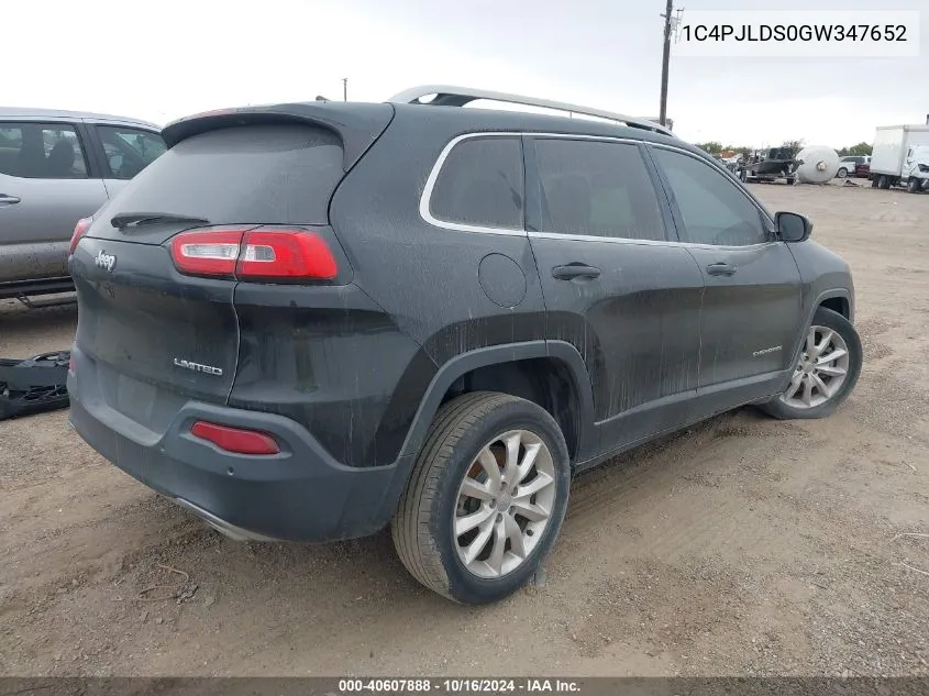 2016 Jeep Cherokee Limited VIN: 1C4PJLDS0GW347652 Lot: 40607888