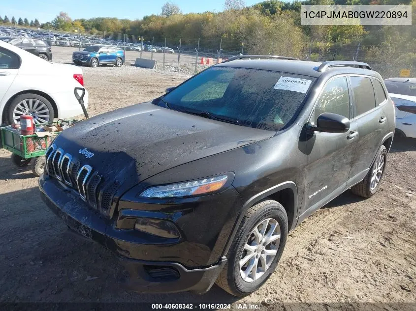 2016 Jeep Cherokee Sport VIN: 1C4PJMAB0GW220894 Lot: 40608342