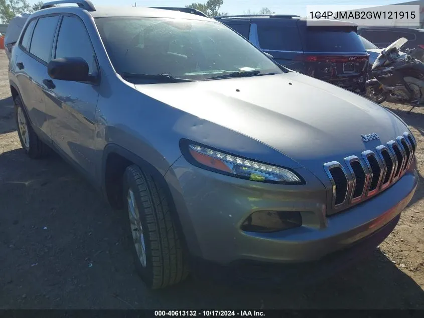 2016 Jeep Cherokee Sport VIN: 1C4PJMAB2GW121915 Lot: 40613132