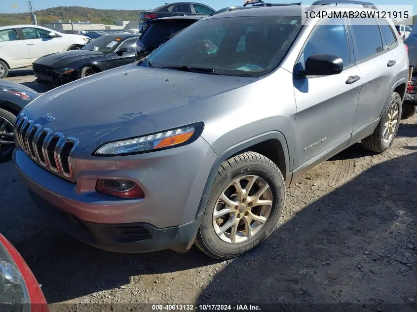 2016 Jeep Cherokee Sport VIN: 1C4PJMAB2GW121915 Lot: 40613132