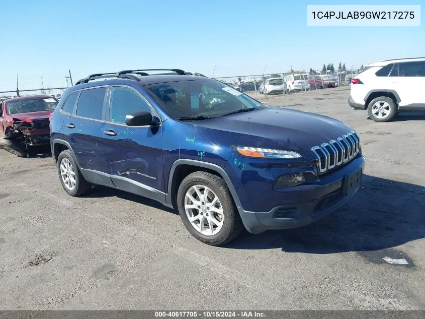 2016 Jeep Cherokee Sport VIN: 1C4PJLAB9GW217275 Lot: 40617705