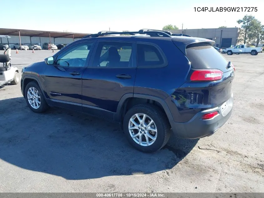 2016 Jeep Cherokee Sport VIN: 1C4PJLAB9GW217275 Lot: 40617705