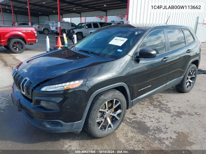 2016 Jeep Cherokee Sport VIN: 1C4PJLAB0GW113662 Lot: 40637405