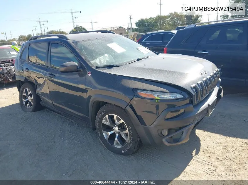 2016 Jeep Cherokee Trailhawk VIN: 1C4PJMBS5GW215494 Lot: 40644144