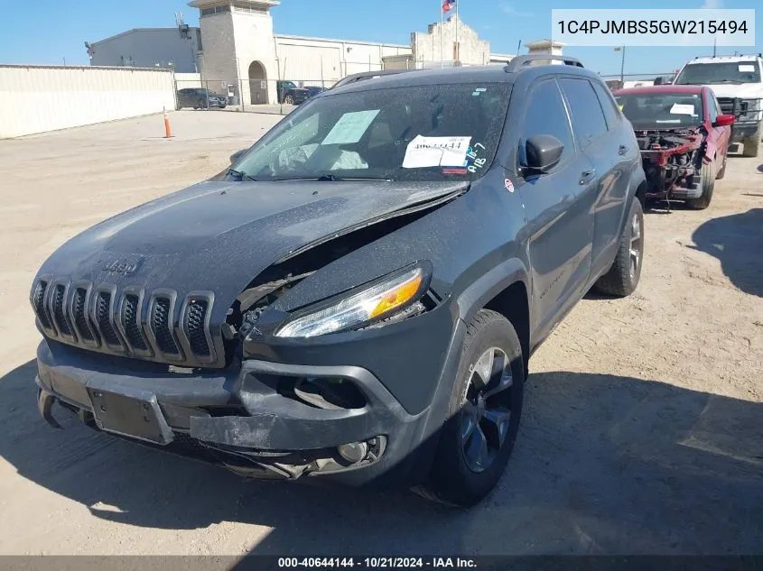 2016 Jeep Cherokee Trailhawk VIN: 1C4PJMBS5GW215494 Lot: 40644144