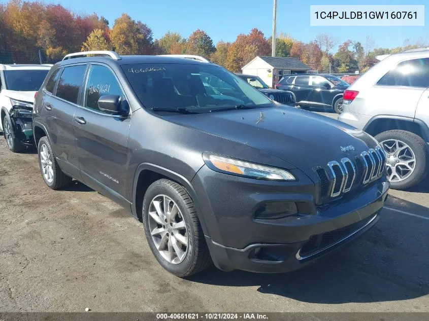 2016 Jeep Cherokee Limited VIN: 1C4PJLDB1GW160761 Lot: 40651621