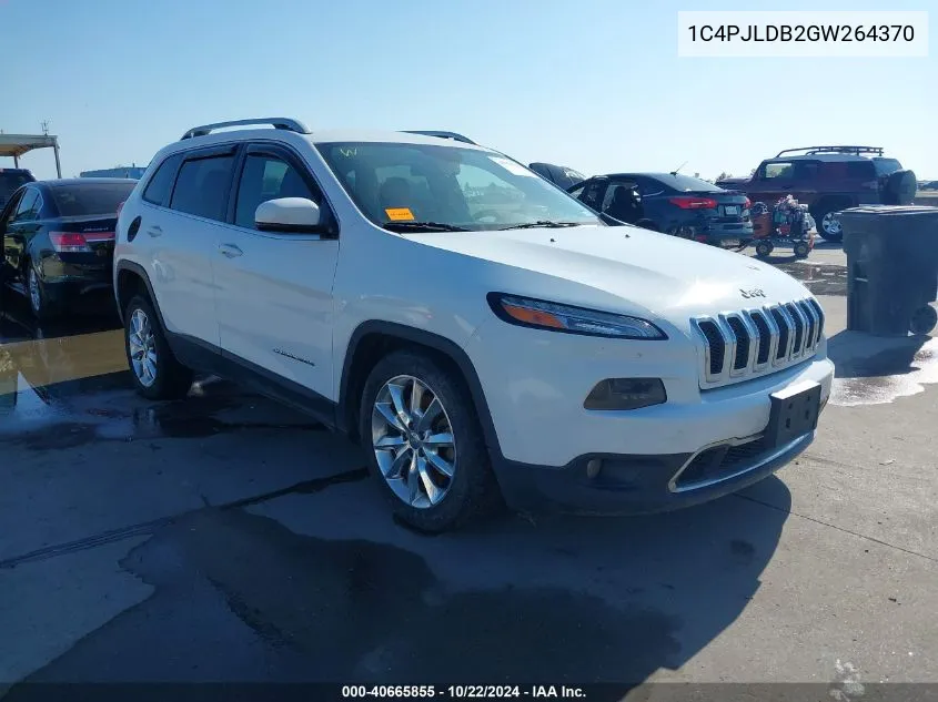 2016 Jeep Cherokee Limited VIN: 1C4PJLDB2GW264370 Lot: 40665855