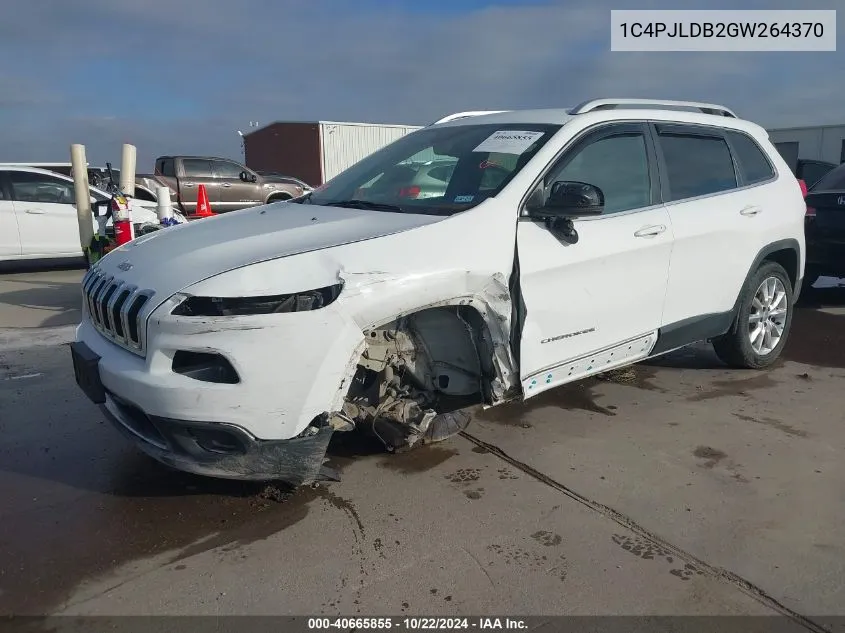 2016 Jeep Cherokee Limited VIN: 1C4PJLDB2GW264370 Lot: 40665855