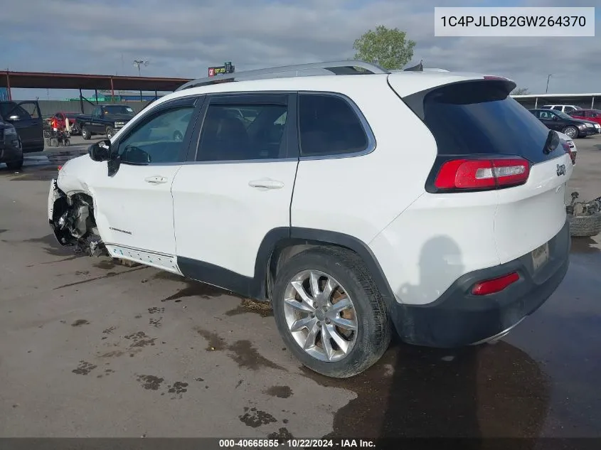 2016 Jeep Cherokee Limited VIN: 1C4PJLDB2GW264370 Lot: 40665855