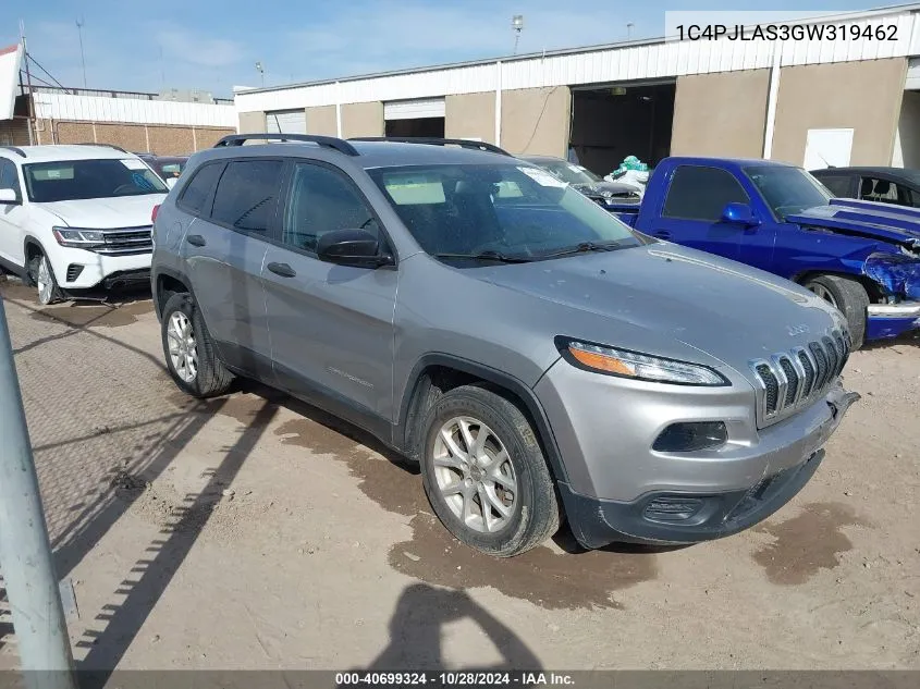 2016 Jeep Cherokee Sport VIN: 1C4PJLAS3GW319462 Lot: 40699324