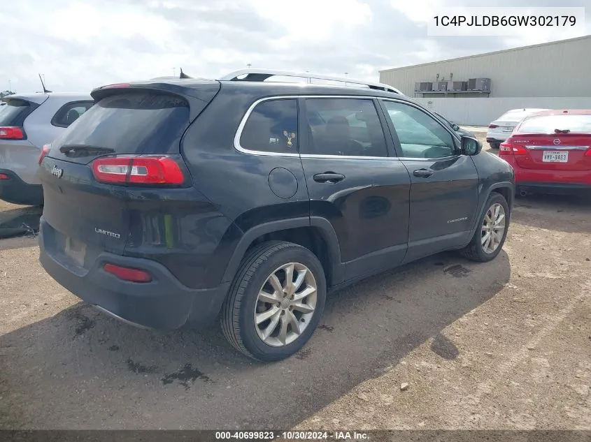 2016 Jeep Cherokee Limited VIN: 1C4PJLDB6GW302179 Lot: 40699823