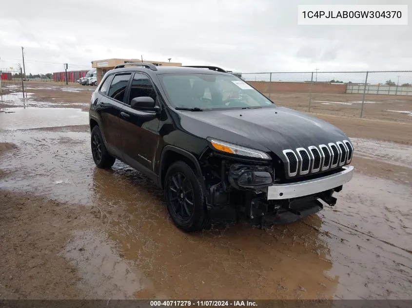 2016 Jeep Cherokee Sport VIN: 1C4PJLAB0GW304370 Lot: 40717279