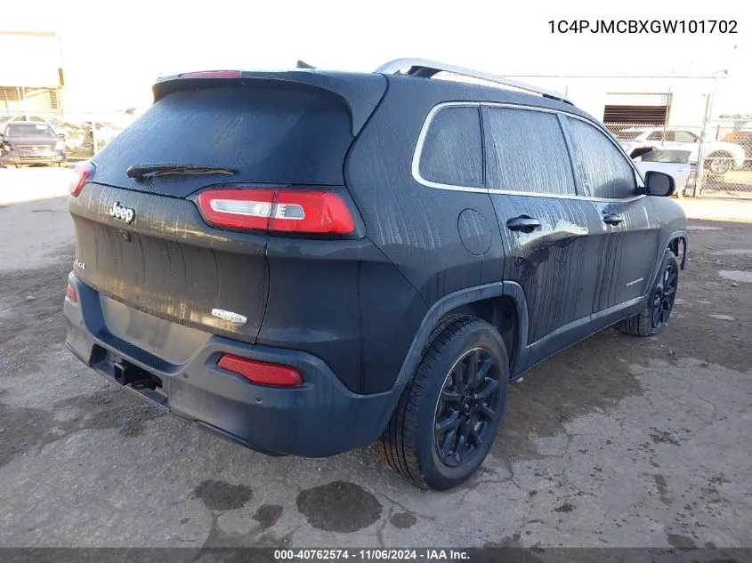 2016 Jeep Cherokee Latitude VIN: 1C4PJMCBXGW101702 Lot: 40762574