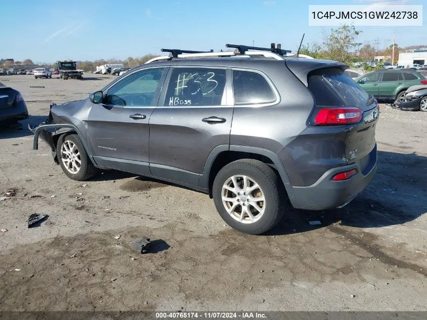 2016 Jeep Cherokee Latitude VIN: 1C4PJMCS1GW242738 Lot: 40765174