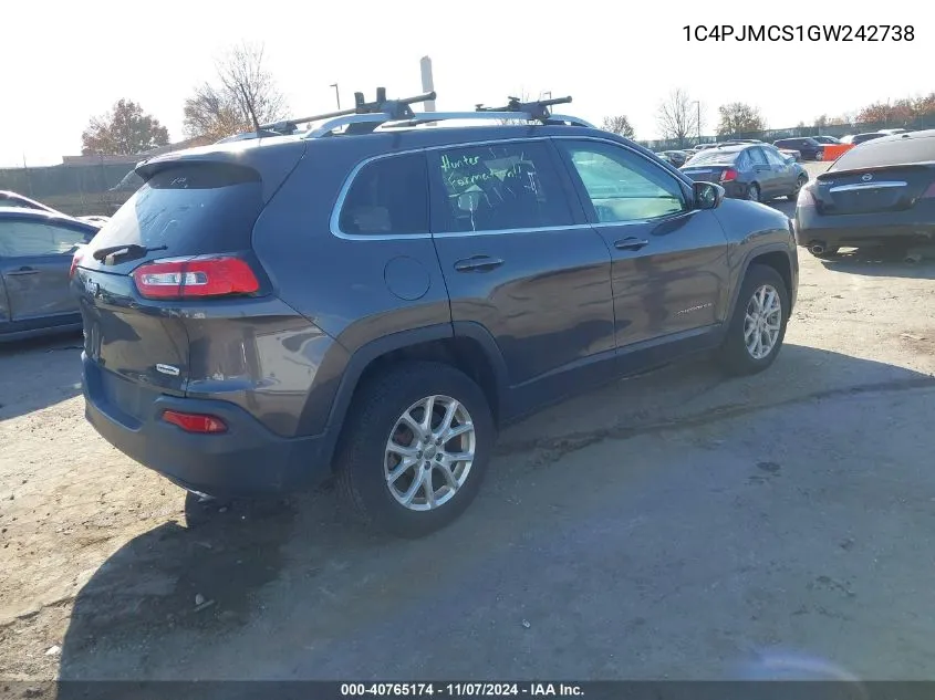 2016 Jeep Cherokee Latitude VIN: 1C4PJMCS1GW242738 Lot: 40765174