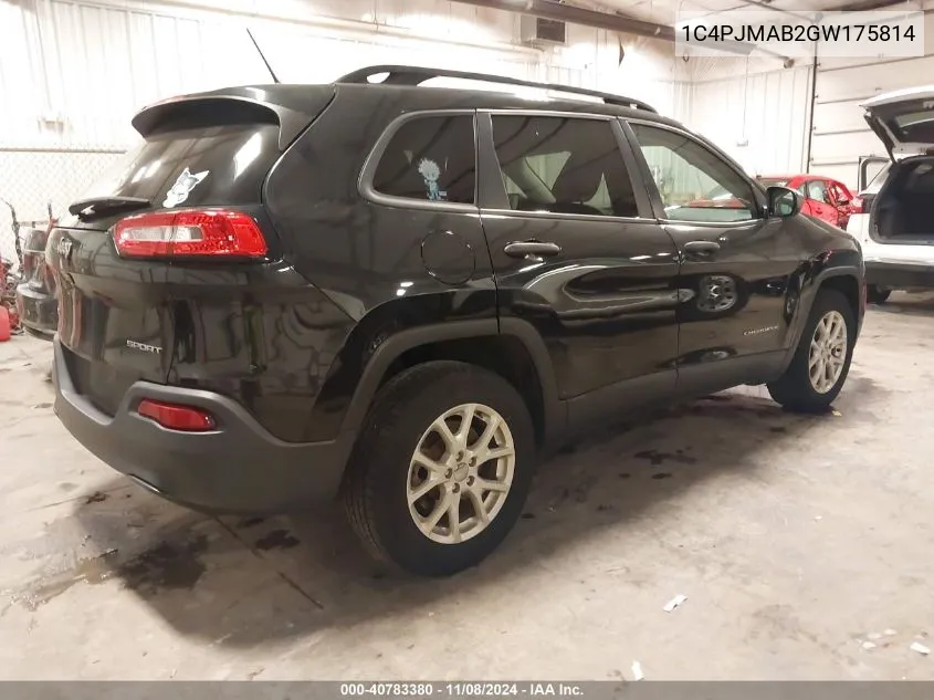 2016 Jeep Cherokee Sport VIN: 1C4PJMAB2GW175814 Lot: 40783380