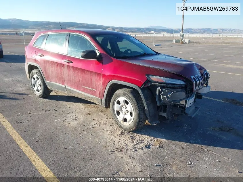 2016 Jeep Cherokee Sport VIN: 1C4PJMAB5GW269783 Lot: 40795014