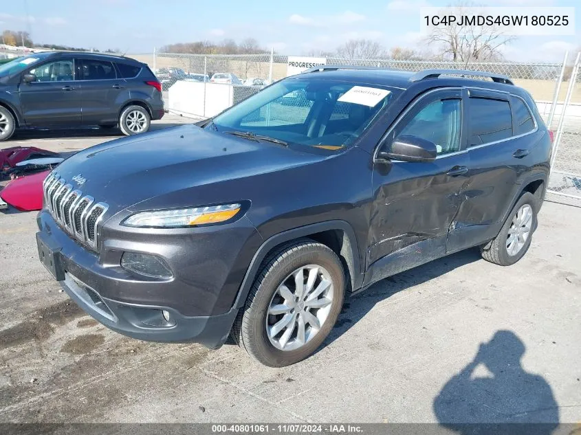 2016 Jeep Cherokee Limited VIN: 1C4PJMDS4GW180525 Lot: 40801061