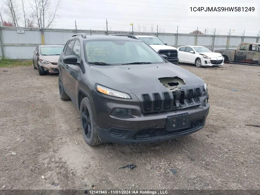 2017 Jeep Cherokee Sport VIN: 1C4PJMAS9HW581249 Lot: 12141943