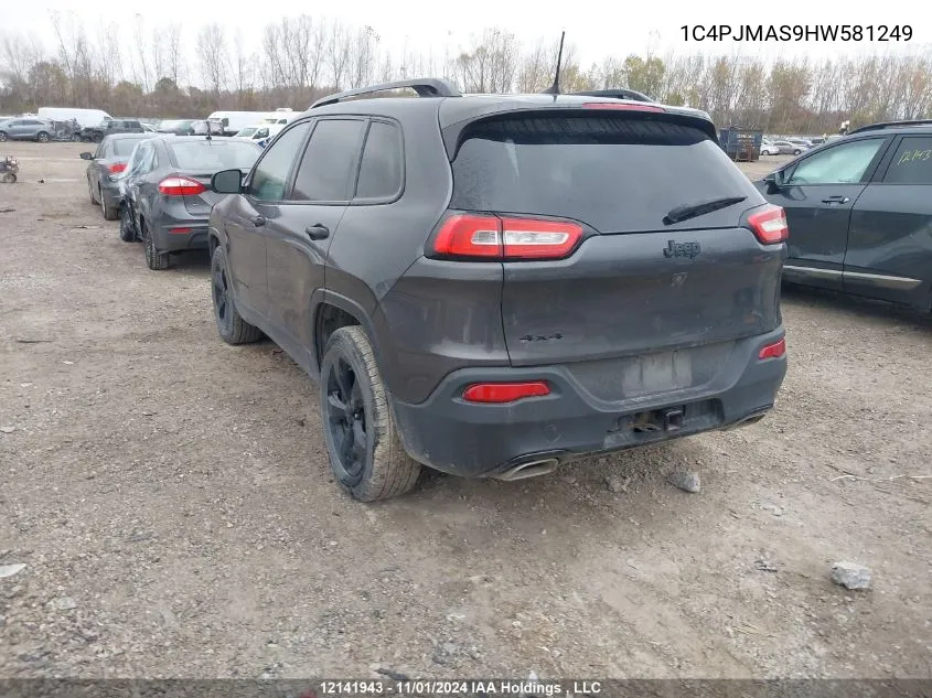 2017 Jeep Cherokee Sport VIN: 1C4PJMAS9HW581249 Lot: 12141943