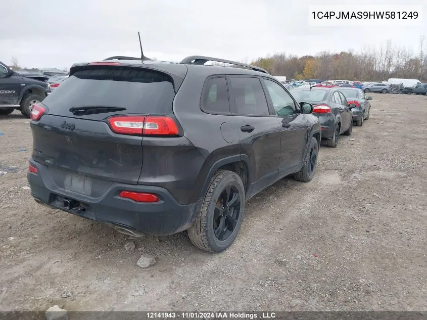 2017 Jeep Cherokee Sport VIN: 1C4PJMAS9HW581249 Lot: 12141943