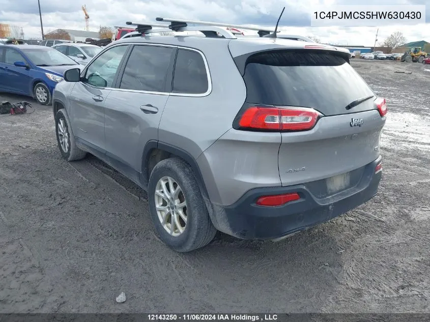 2017 Jeep Cherokee North VIN: 1C4PJMCS5HW630430 Lot: 12143250