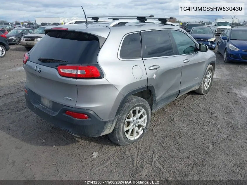 2017 Jeep Cherokee North VIN: 1C4PJMCS5HW630430 Lot: 12143250