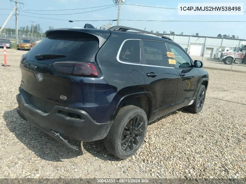 1C4PJMJS2HW538498 2017 Jeep Cherokee Overland