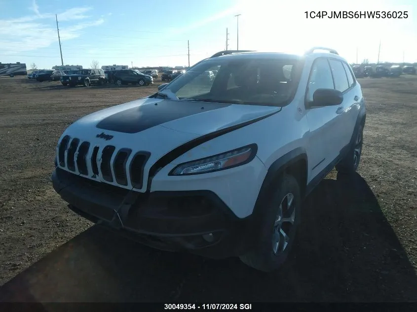 2017 Jeep Cherokee Trailhawk VIN: 1C4PJMBS6HW536025 Lot: 30049354