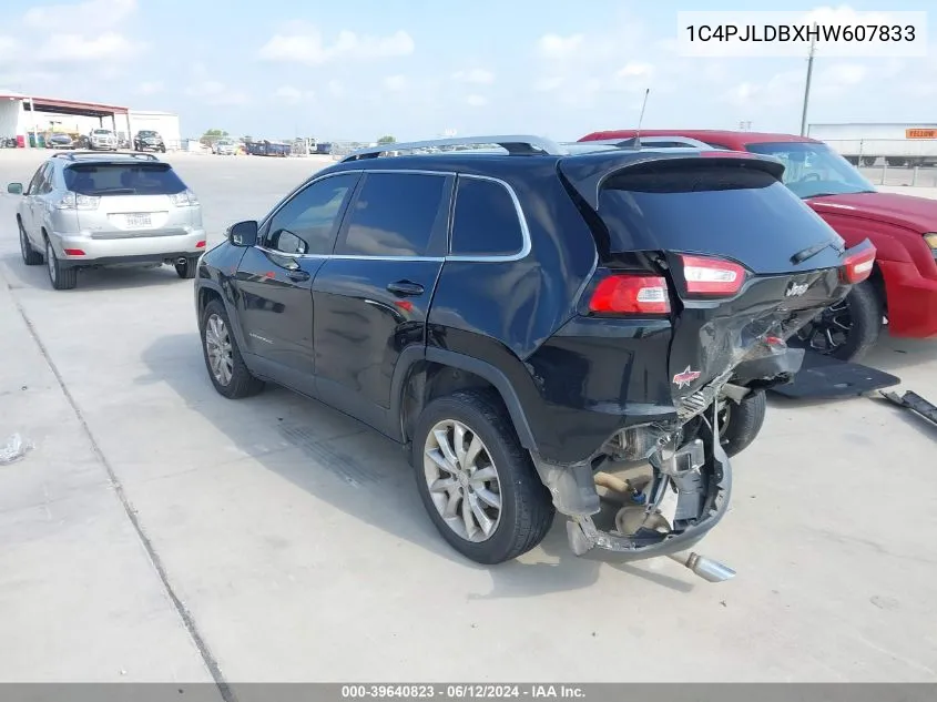 2017 Jeep Cherokee Limited Fwd VIN: 1C4PJLDBXHW607833 Lot: 39640823