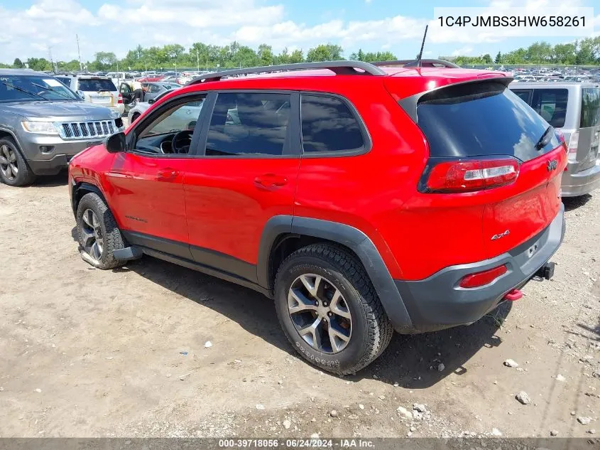 2017 Jeep Cherokee Trailhawk 4X4 VIN: 1C4PJMBS3HW658261 Lot: 39718056