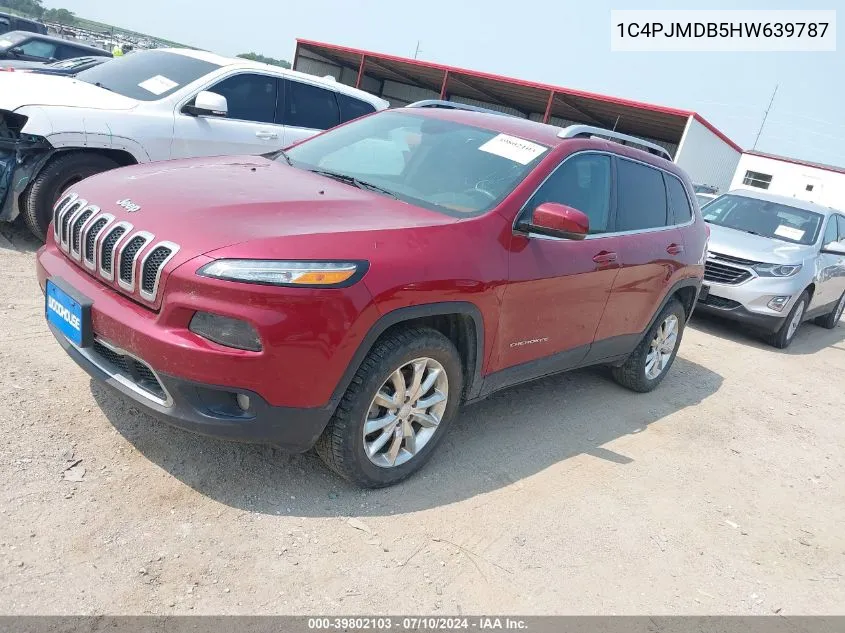 2017 Jeep Cherokee Limited 4X4 VIN: 1C4PJMDB5HW639787 Lot: 39802103