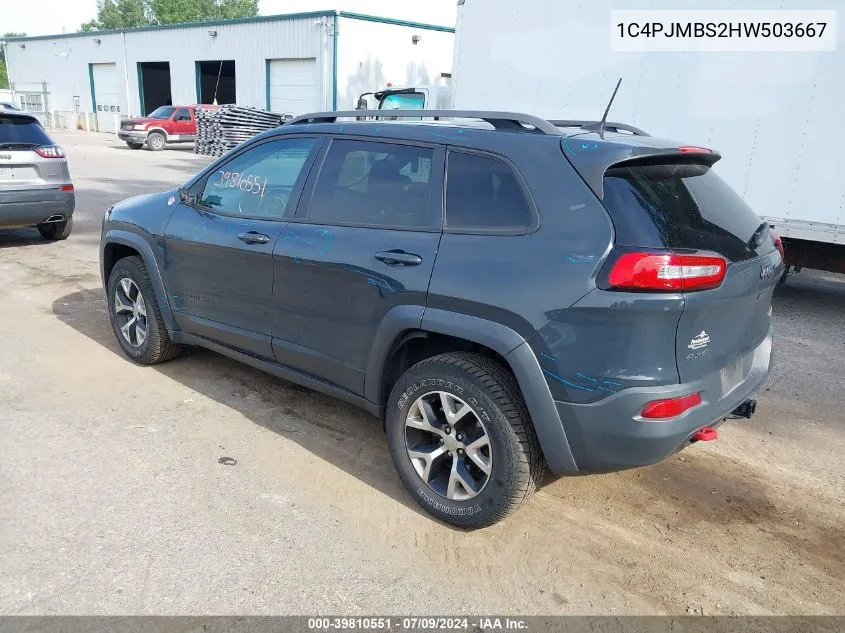 2017 Jeep Cherokee Trailhawk 4X4 VIN: 1C4PJMBS2HW503667 Lot: 39810551